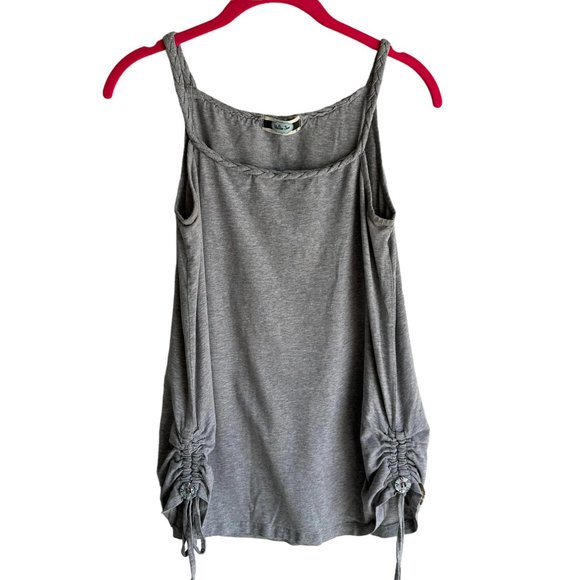 MATILDA‎ JANE Gray Ruched Side Braided Neckline Ladies Casual Tank Top, M - Picture 1 of 8